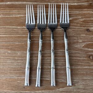 Hampton Silversmith Bamboo Set Of 4 Dinner Forks Stainless Steel Glossy